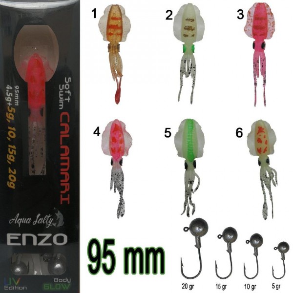 Silikon Ahtapot Aquasalty Enzo Soft Swim Calamari 95Mm + Jig Head Renk:01