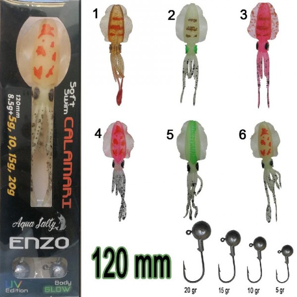 Aquasalty Enzo Soft Swim Calamari 120Mm + Jig Head Renk:01