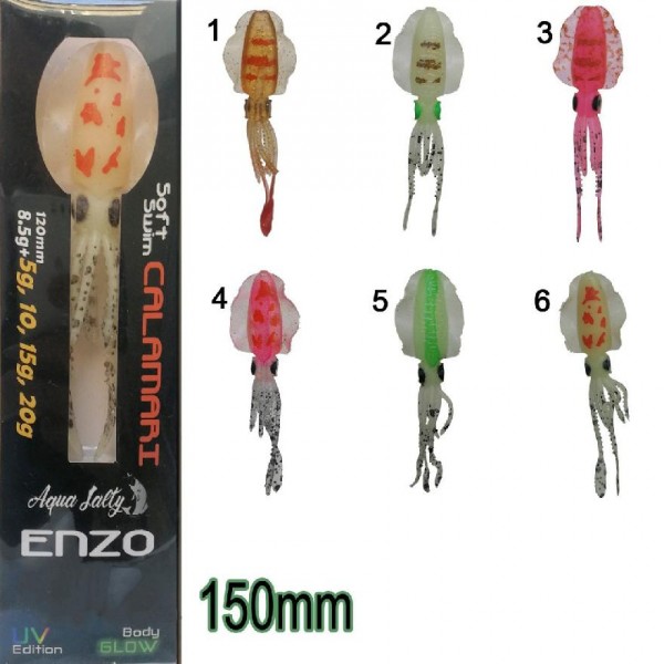 Silikon Ahtapot Aquasalty Enzo Soft Swim Calamari150mm + Jig Hook