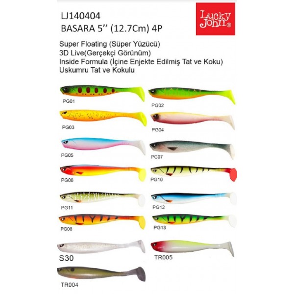 Silikon Yem Luckyjohn Basara 3D Soft 13Cm 4Lü Pk Renk:Pg07