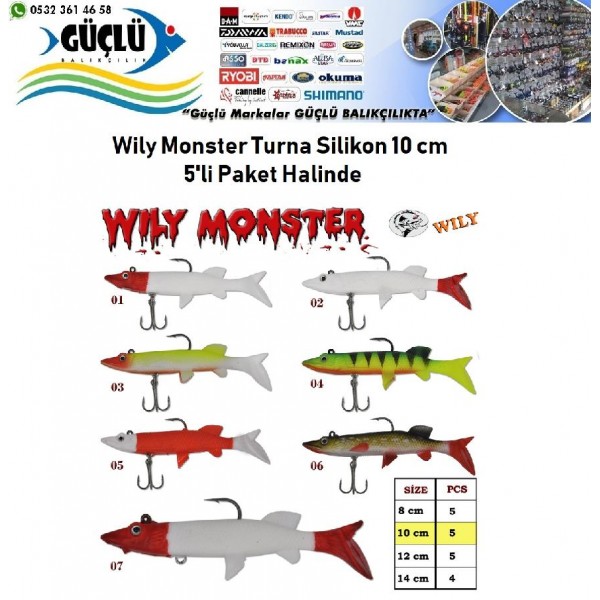 Turna Silikonu 10 cm Wily Monster 5’li Paket RENK:5