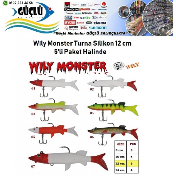 Turna Silikonu 12 Cm Wily Monster 5’Li Paket Renk:1