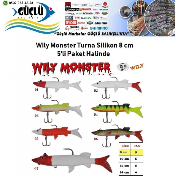 Turna Silikonu 8 Cm Wily Monster 5 Li Paket Renk 2