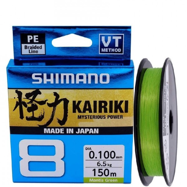 İp Misine Shimano Kairiki Mantisgreen Yeşil 0,06Mm 150 Metre 8Kat