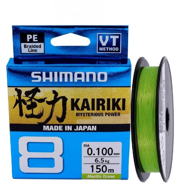 İp Misine Shimano Kairiki Mantisgreen Yeşil 0,10Mm 150 Metre 8Kat