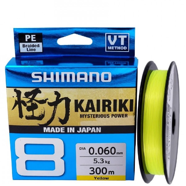 İp Misine Shimano Kairiki Yellow (Sarı) 0,10Mm 300 Metre 8Kat