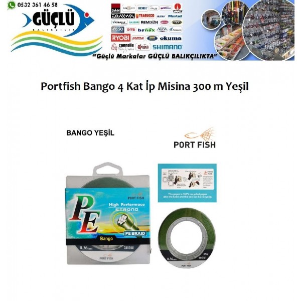 Portfish PE Bango 4 Kat 300M İP MİSİNA YEŞİL 0,16MM