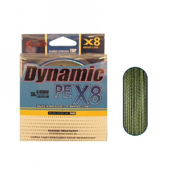 Captain Dynamic Soft Pe 8 Örgü Spin İp Misina 300Mt Yeşil 0,08Mm