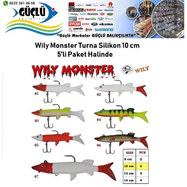 Turna Silikonu 10 Cm Wily Monster 5’Li Paket Renk:7