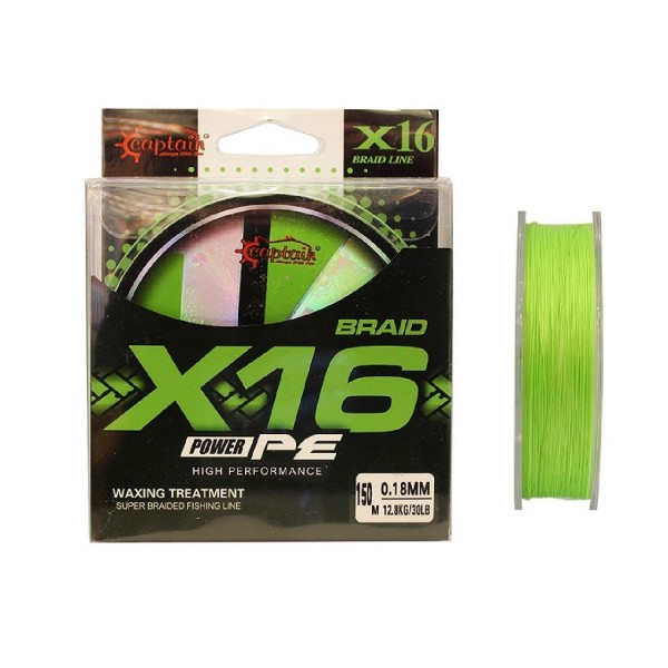 Captain X16 Power Pe 16 Örgü İp Misina 0,20Mm 150Mt Light Green