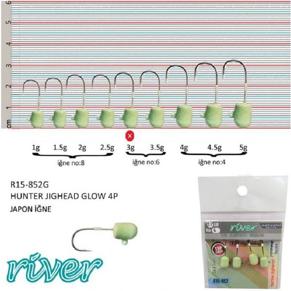 Glowlu Jighead River Hunter 4’Lü Paket 3Gr