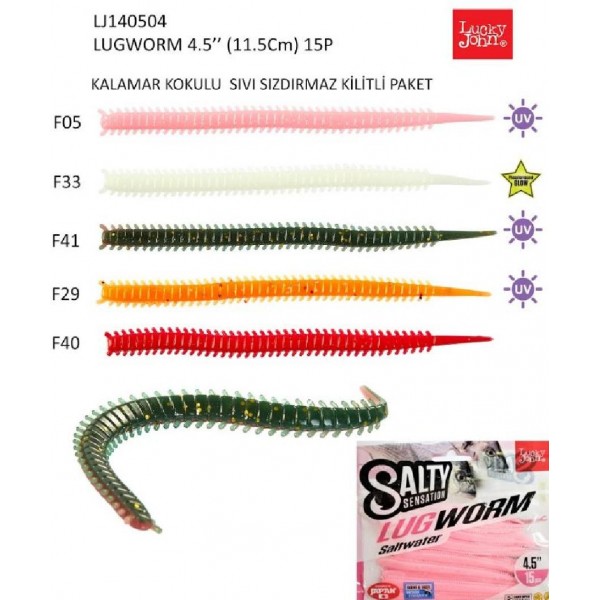 Lrf Silikonu Luckyjohn Lugworm 11,5Cm Kokulu 15’Li Pk Renk:F29n