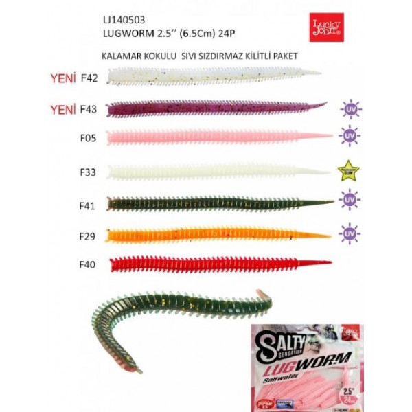 Lrf Silikonu Luckyjohn Lugworm 6,5Cm Kokulu 24’Lü Pk Renk:F29n