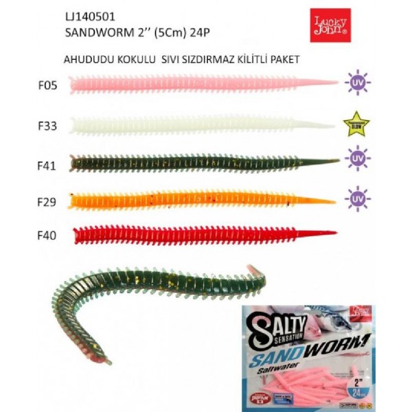 Lrf Silikonu Luckyjohn Sandworm 5Cm Kokulu 24’Lü Pk Renk:F05