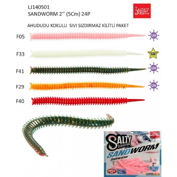 Lrf Silikonu Luckyjohn Sandworm 5Cm Kokulu 24’Lü Pk Renk:F29n