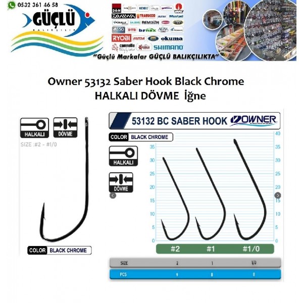 Owner 53132  Black Chrome Halkalı Olta İğnesi No:1