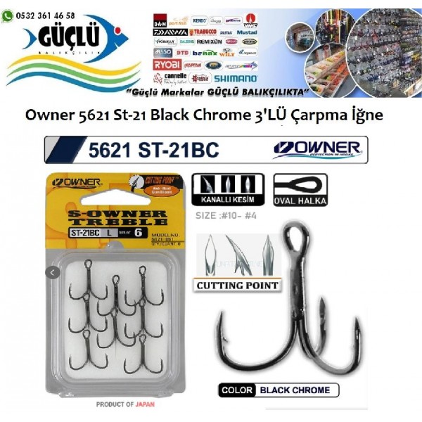 RAPALA İĞNESİ Owner 5621 St-21 Black Chrome 3’LÜ İğne No:4