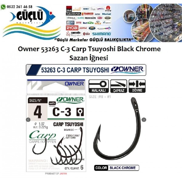 Sazan İğnesi Owner 53263 C-3 Carp Tsuyoshi Black Chrome No 1