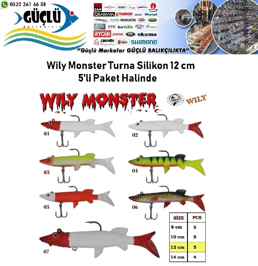 Turna%20Silikonu%2012%20Cm%20Wily%20Monster%205’Li%20Paket%20Renk:2