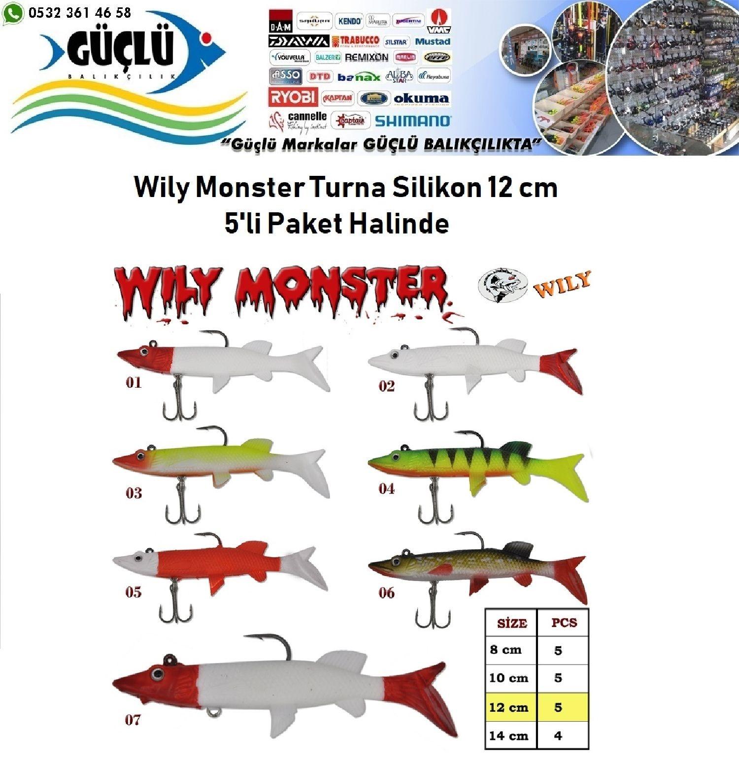 Turna%20Silikonu%2012%20Cm%20Wily%20Monster%205’Li%20Paket%20Renk:5