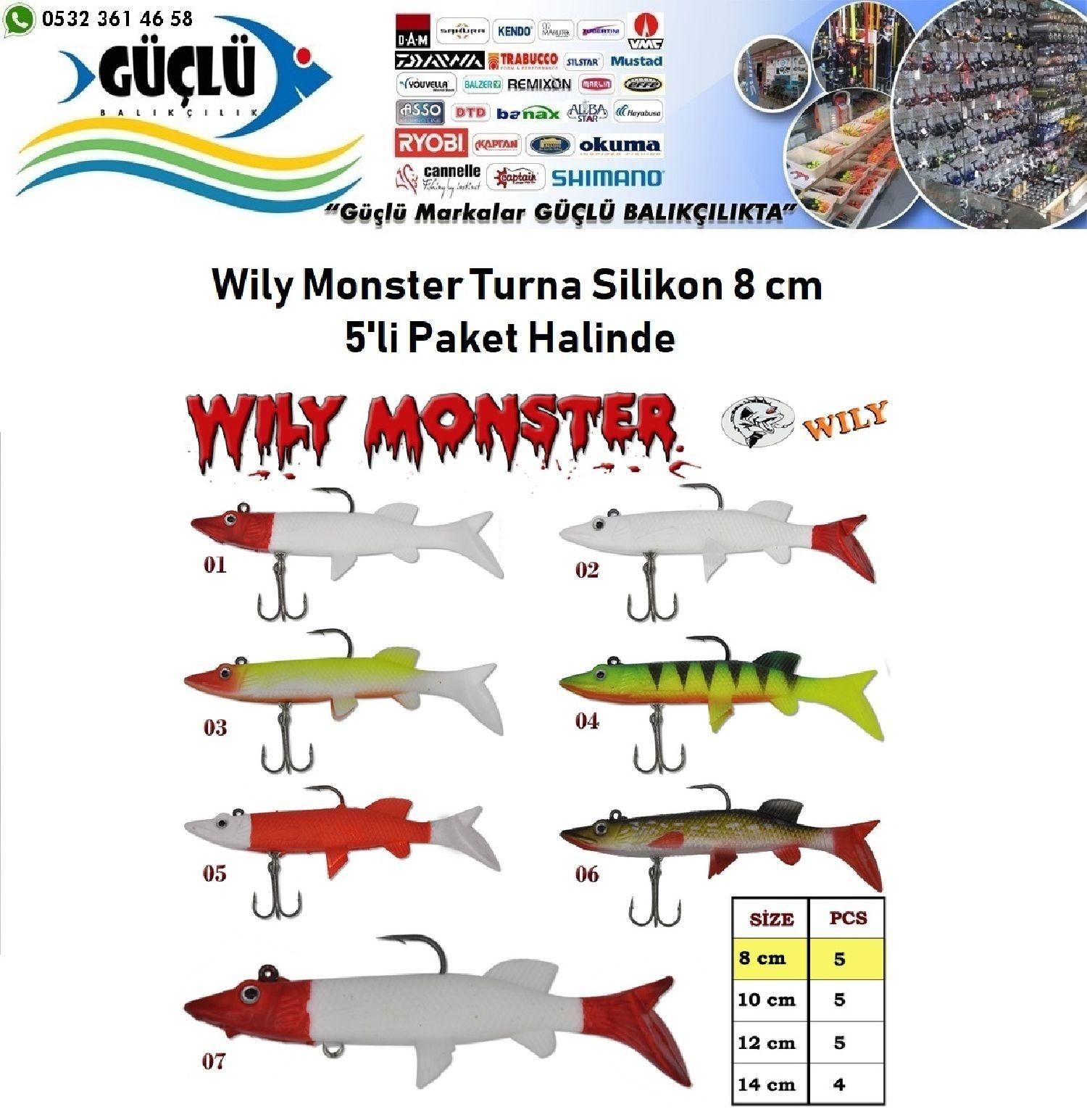 Turna%20Silikonu%208%20Cm%20Wily%20Monster%205’Li%20Paket%20Renk:4