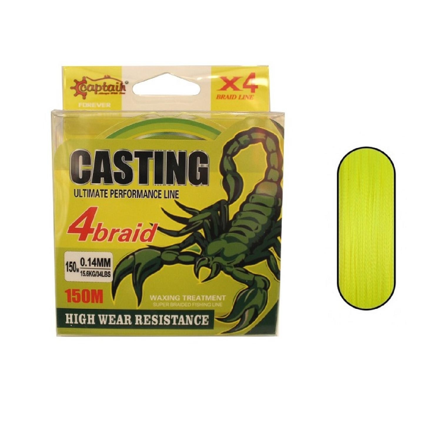 Captain%20Casting%20Pe%204%20Kat%20Spin%20İp%20Misina%200,12Mm%20150Mt%20Sarı