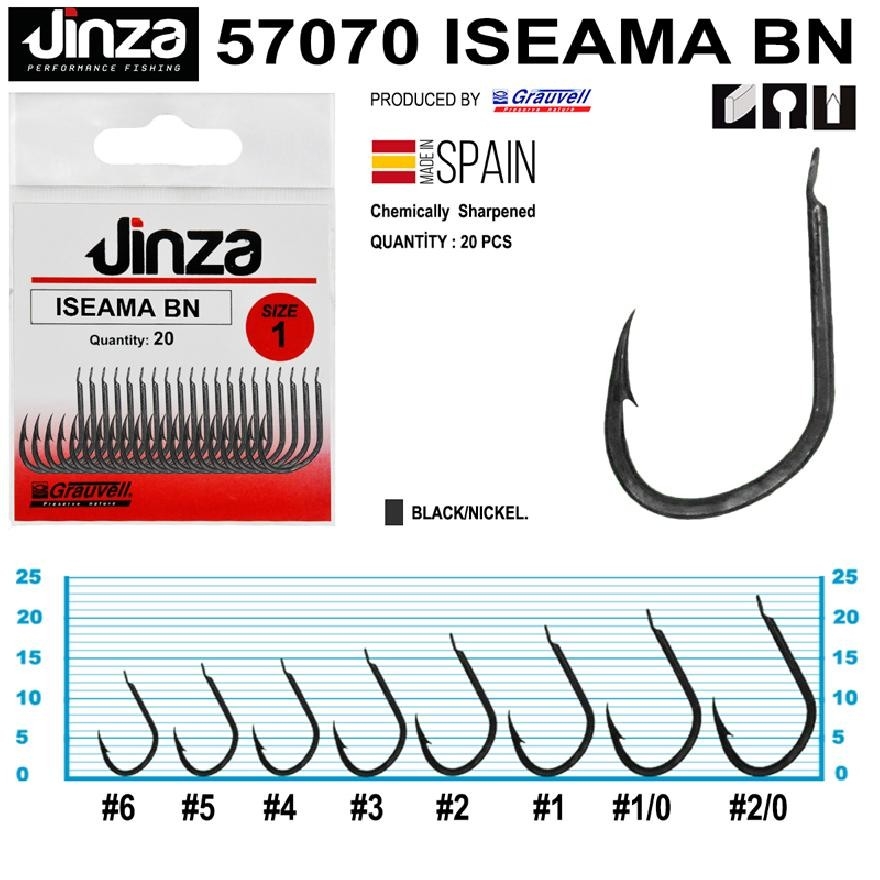 Jinza%2057070%20İseama%20Bn%20Siyah%20Olta%20İğnesi20’Li%20Paket%20No:1/0