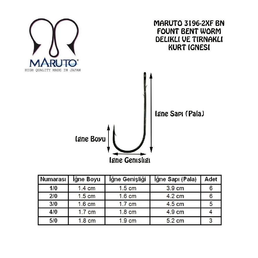 Maruto%203196-2Xf%20Bn%20Delikli%20Tırnaklı%20Olta%20İğne%20No:2/0