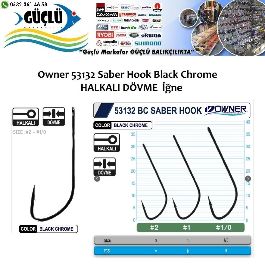 Owner%2053132%20Black%20Chrome%20Halkalı%20Olta%20İğnesi%20No:2