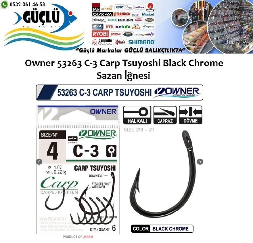 Sazan%20İğnesi%20Owner%2053263%20C-3%20Carp%20Tsuyoshi%20Black%20Chrome%20No:1