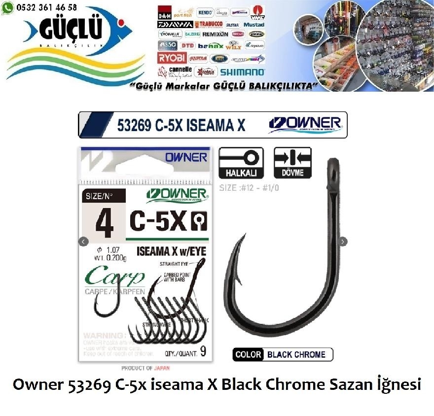 Sazan%20İğnesi%20Owner%2053269%20C-5X%20İseama%20X%20Black%20Chrome%20No:1