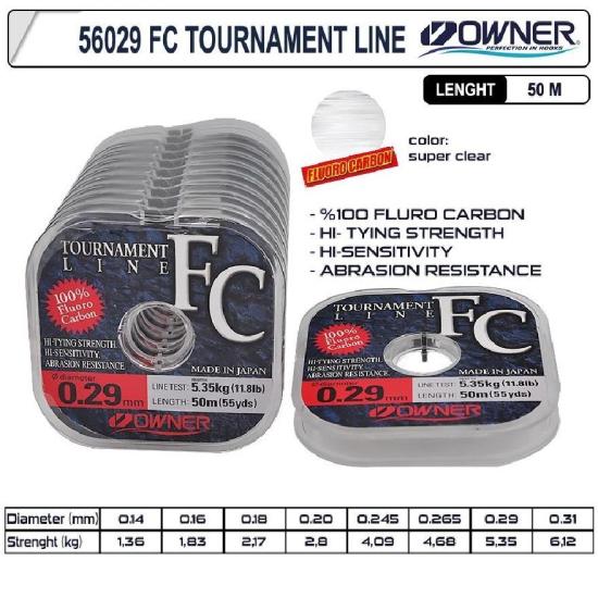 %100 Flourocarbon Misina Owner Tournament Fc 50M Super Clear 0,20Mm