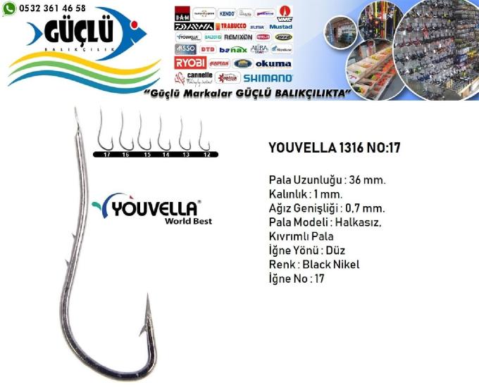 Youvella 1316 17 Numara Çift Tırnaklı Bl.Nickel Olta İğnesi