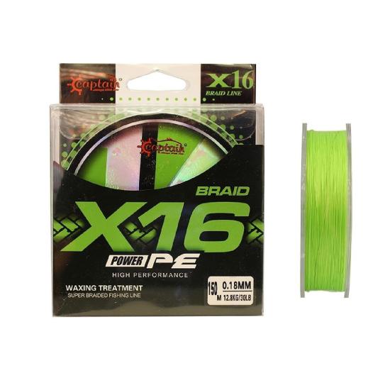 Captain X16 Power Pe 16 Örgü İp Misina 0,18Mm 150Mt Light Green